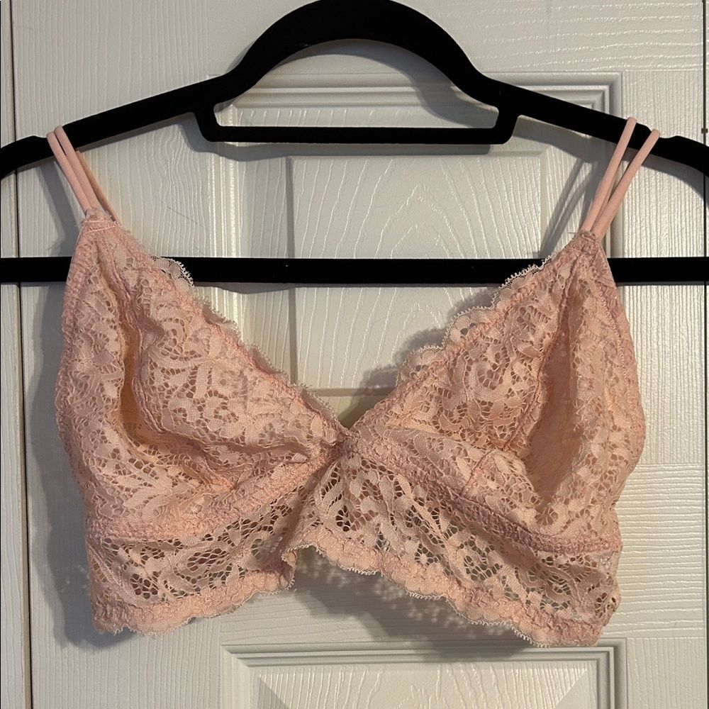 SECRET POSSESSIONS Size X-Large Pink Braletter Lace Bra Lined Adjustable Straps